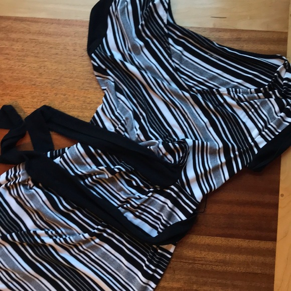 MIDI maternity dress Black and white stripes - Picture 2 of 9